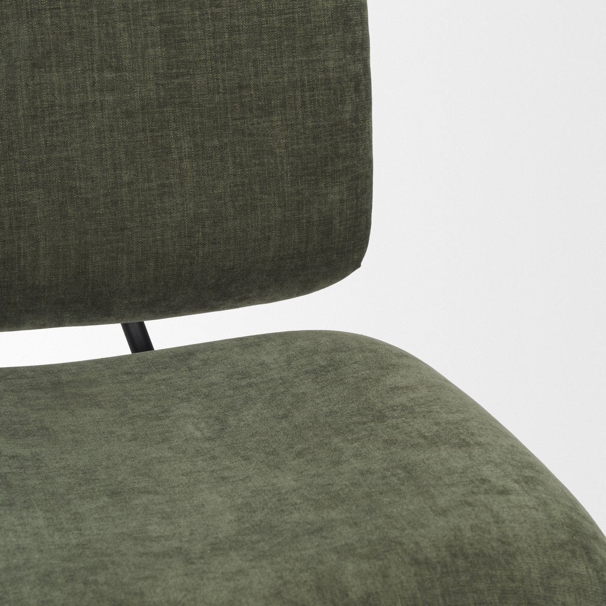 Nora Forest Green Fabric with Matte Black Metal Legs Accent Chair, by Mercana, 25" length x 30.25" width x 31" height View 11