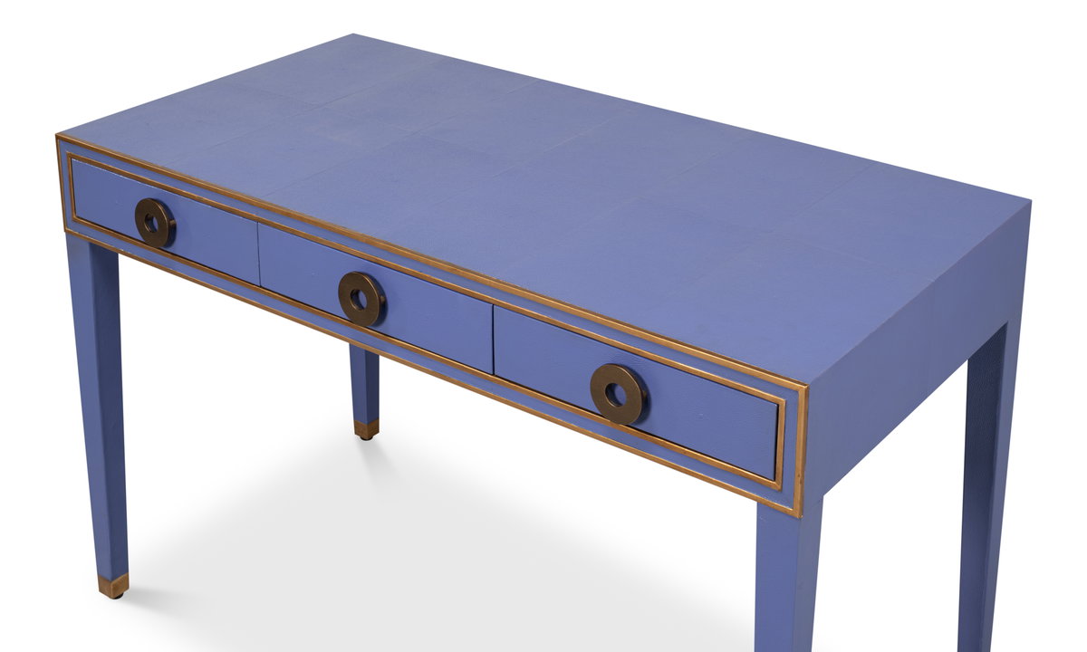 Gabriella Shagreen Desk/Table Marlin Blu, by Sarreid, 2' length x 4' width x 2'6" height View 10