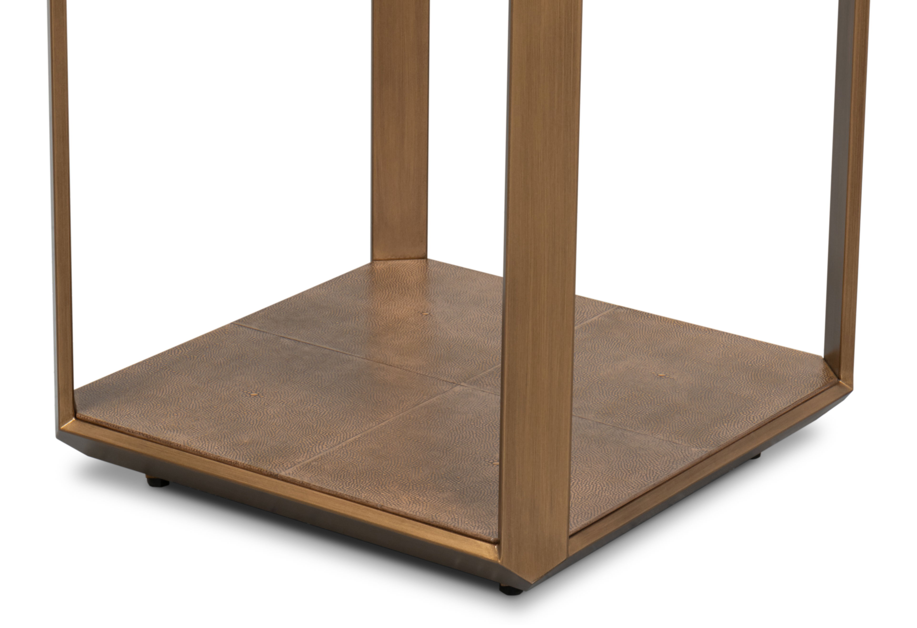 Gilbert Shagreen Side Table, Tawny Brown, Side & End Table by Sarreid, 18" length x 18" width x 24" height View 16