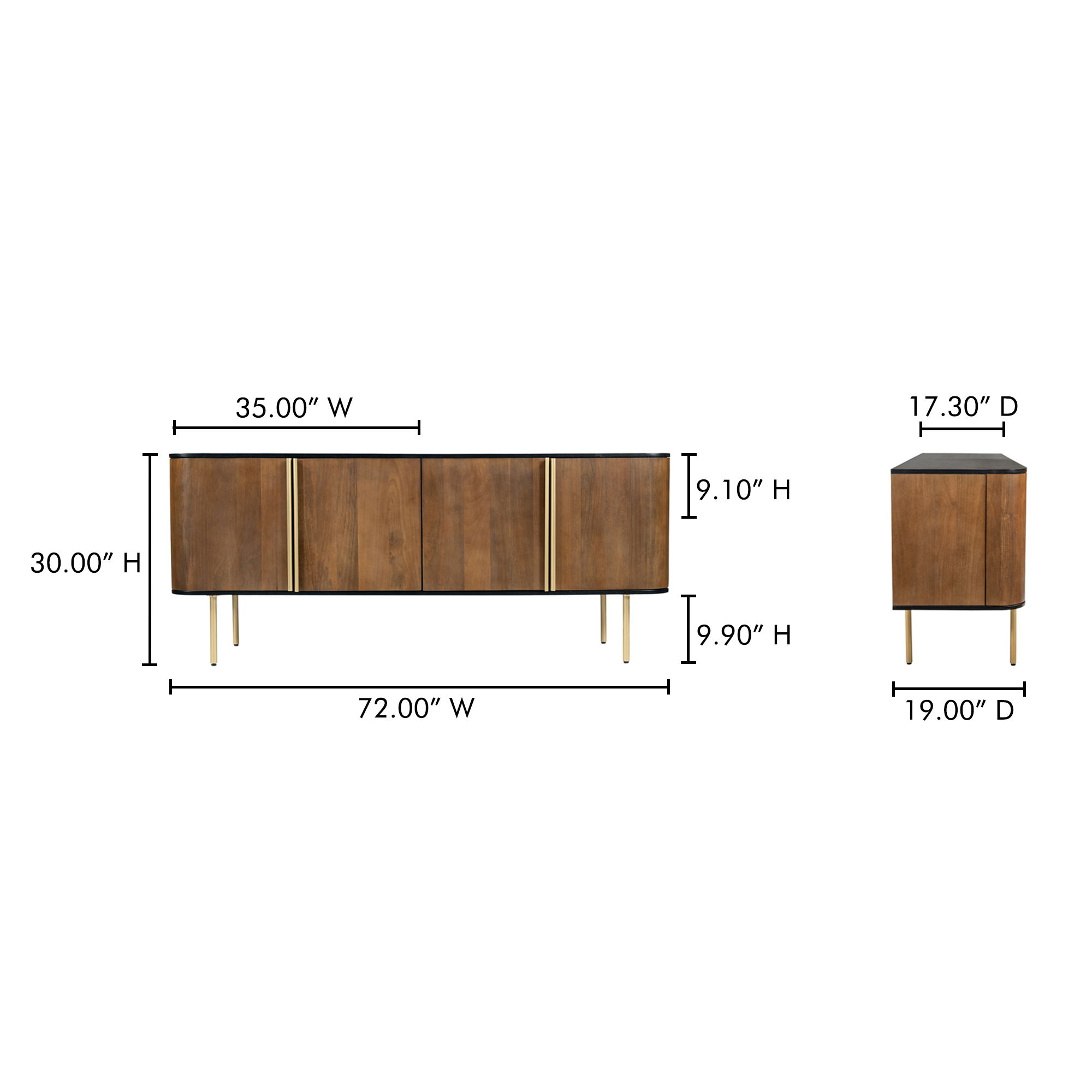 Dionne 4 Door Sideboard Brass large image 