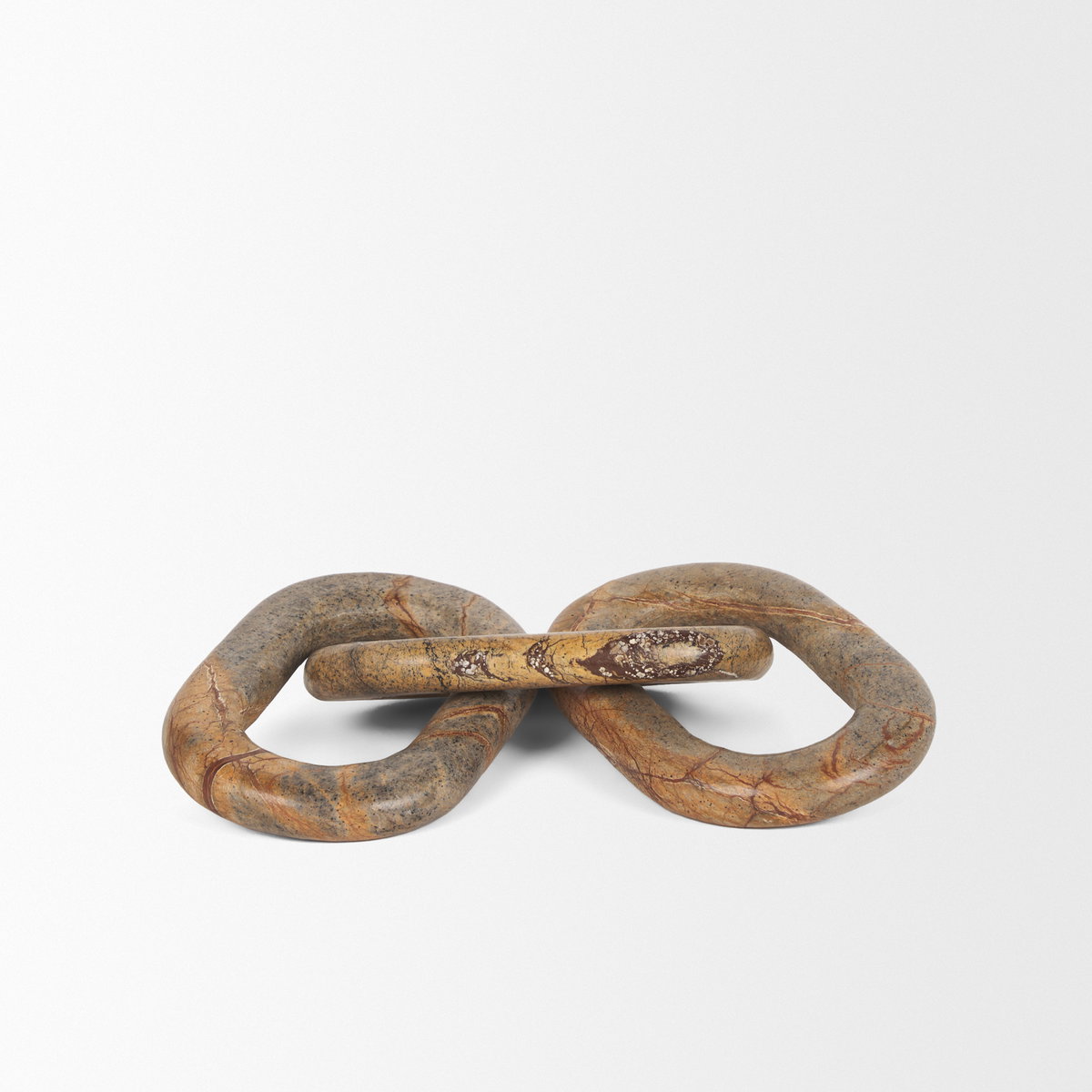 Reinir Red-Brown Marble Chain Link Decorative Object, by Mercana, 14" length x 4" width x 0.94" height View 9