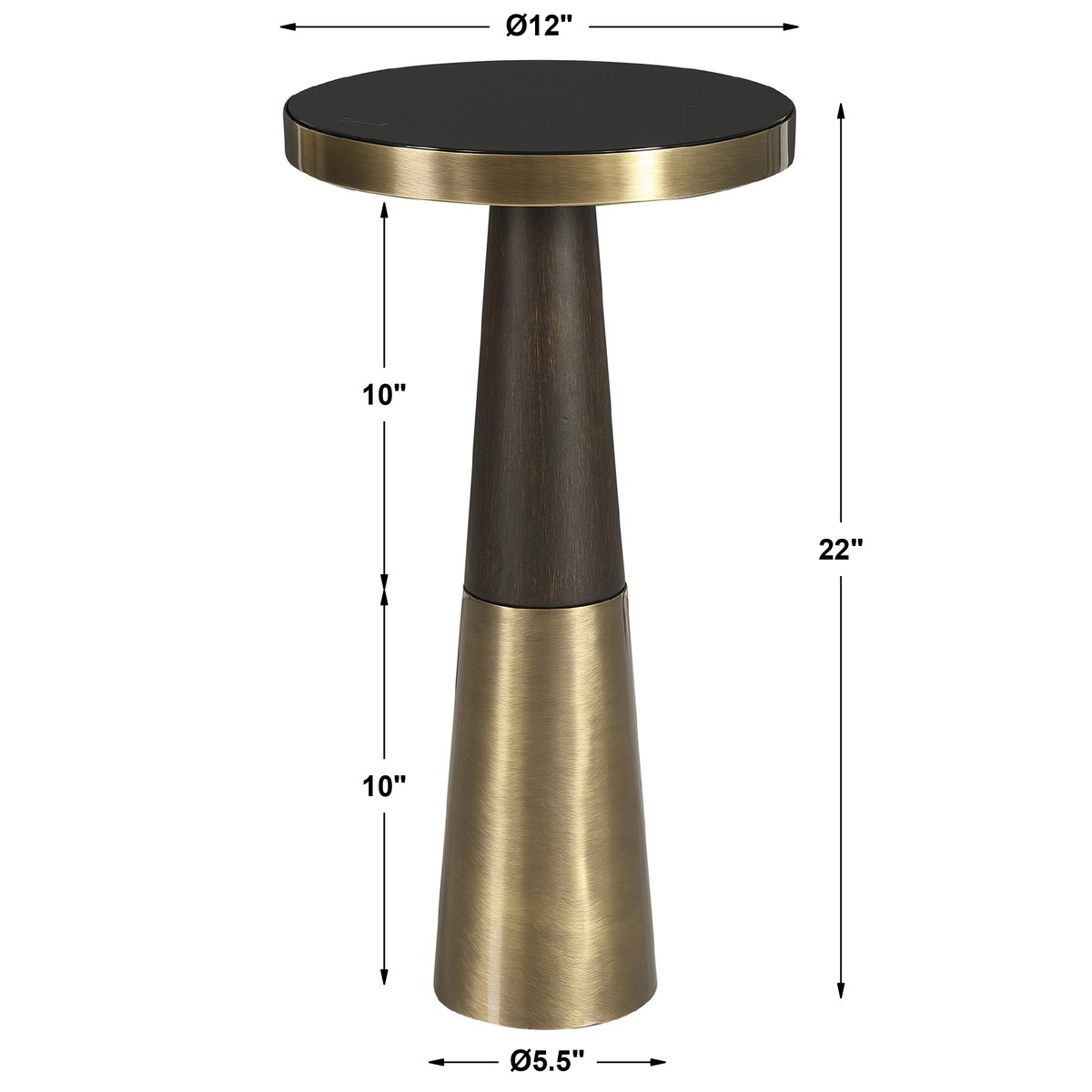 Fortier Black Accent Table, Side & End Table by Uttermost, 12" width x 22" height x 12" depth View 3