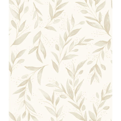 Olive Branch Beige Wallpaper