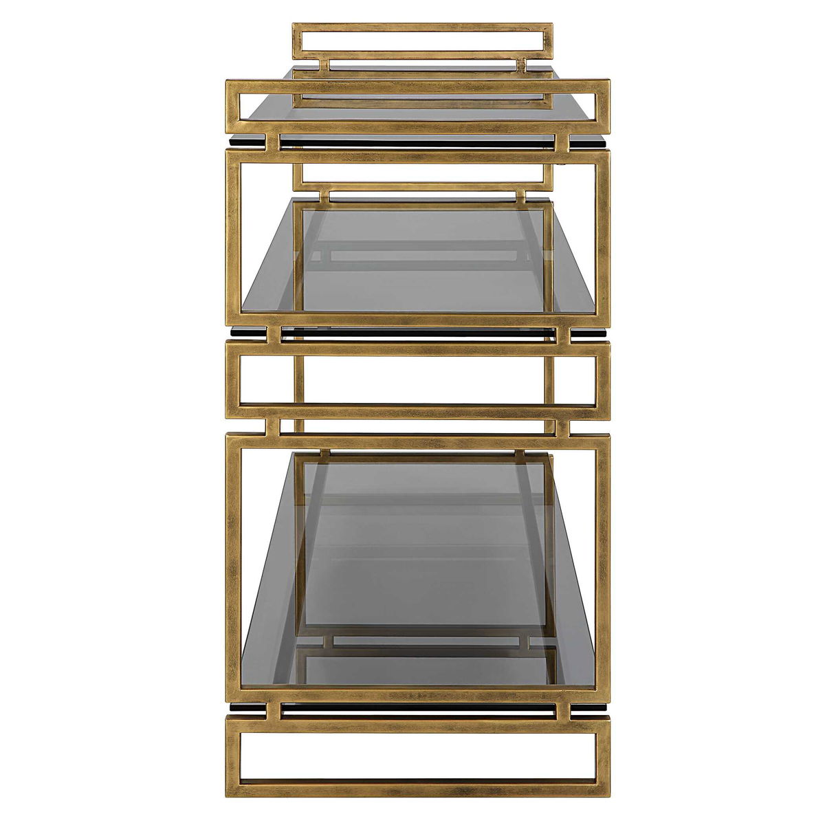 Stacked Up Gray Glass Console Table, by Uttermost, 40.25" width x 32.5" height x 16" depth View 6