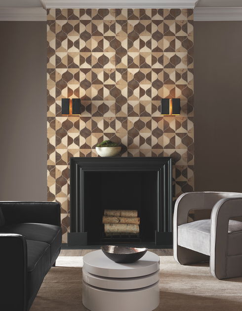 Burlwood Ogee Warm Neutral Wallpaper