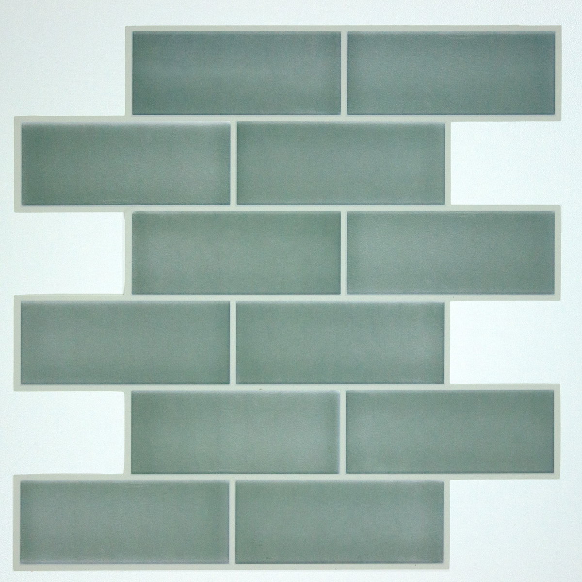 Sage Green Ceramic Sticktile, by York Wall, 10.8" length x 10.5" width x 0.02" depth