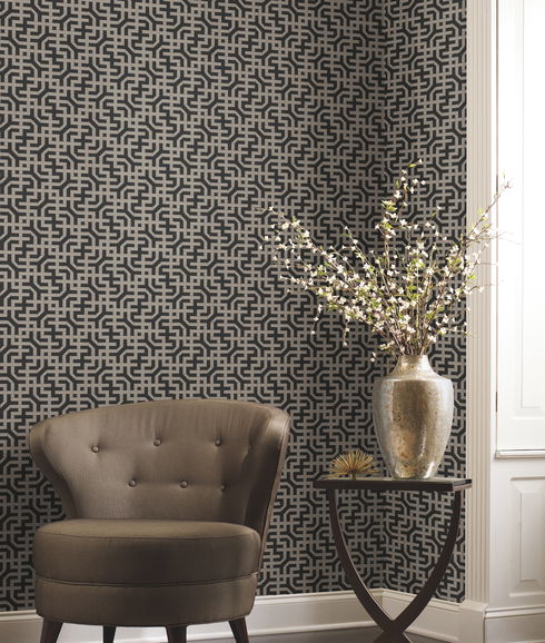 Dynastic Lattice Black Wallpaper