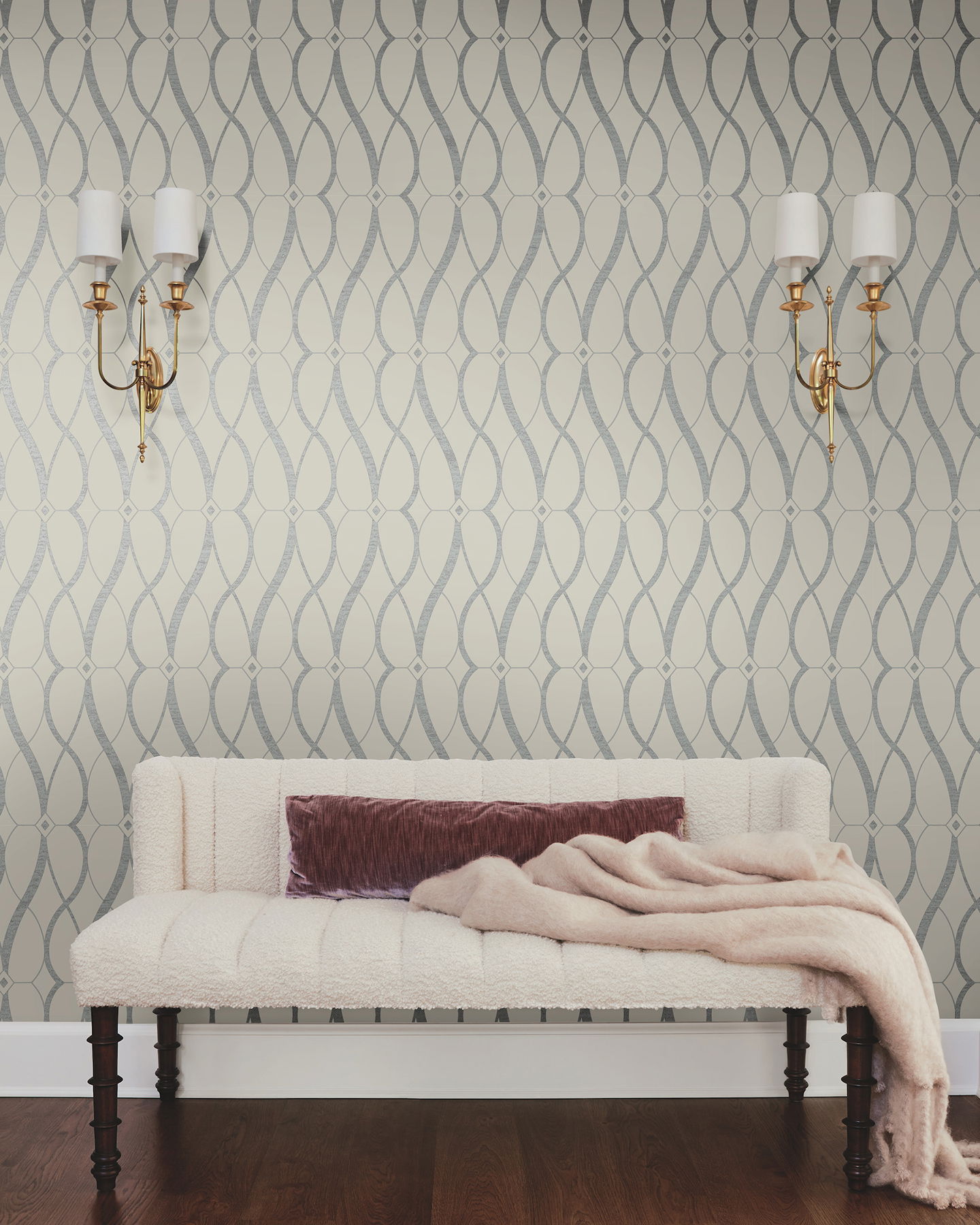 Graceful Geo Beige & Silver Wallpaper large image 