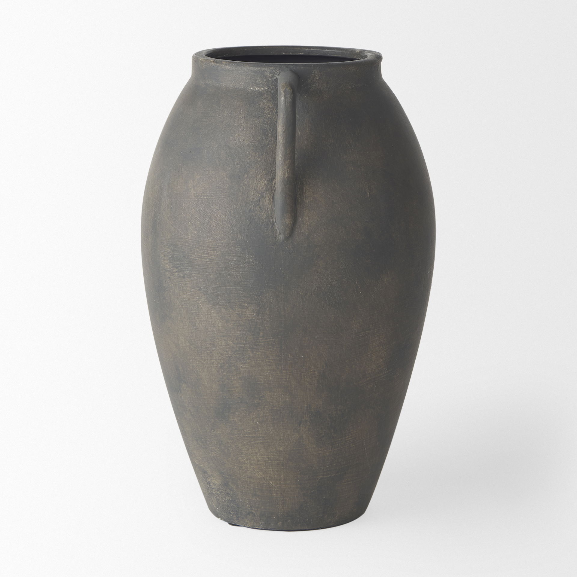 Kilian Medium Brown-Gray Double Ear Vase, by Mercana, 7.48" length x 7.48" width x 11.22" height View 4