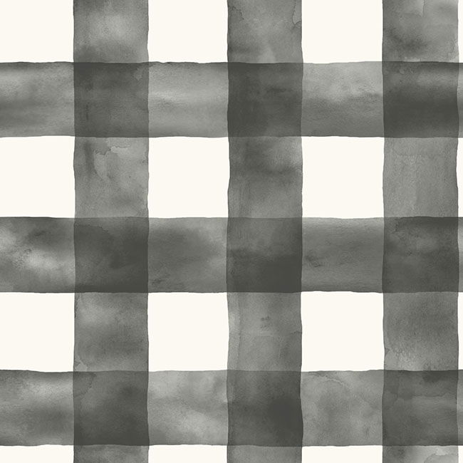 Watercolor Check Black & White Wallpaper large image 