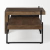 Maddox Set of 2 Brown Solid Wood Top Black Metal Base Nesting Coffee Tables thumbnail 5