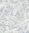 Orchid Conservatory Toile Blue & Taupe Wallpaper, by York Wall, 33' length x 1'8.5" width x 0.02" depth thumbnail 1