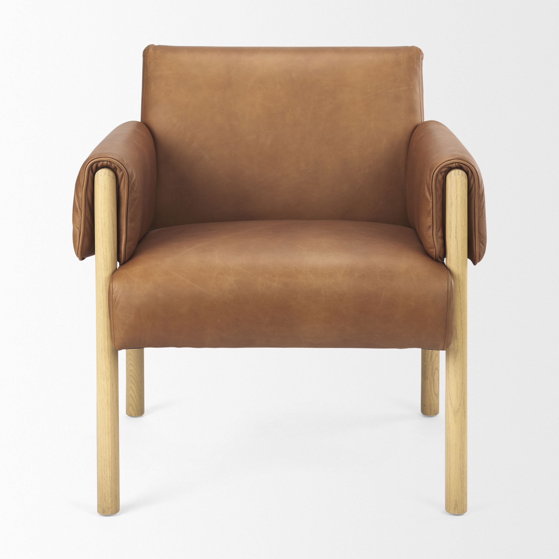 Ashton Brown Leather with Light Wood Accent Chair large image 