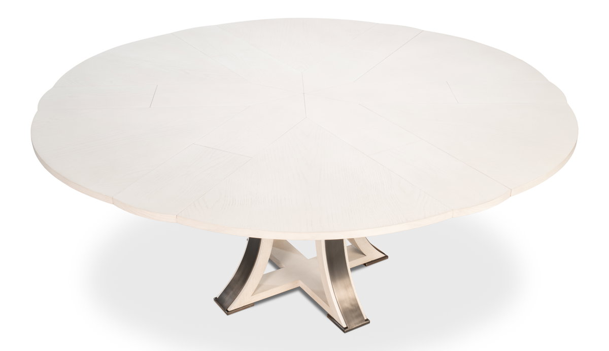 Tower Jupe Dining Table Med Working Wht, by Sarreid, 4'7" length x 4'7" width x 2'6" height View 3