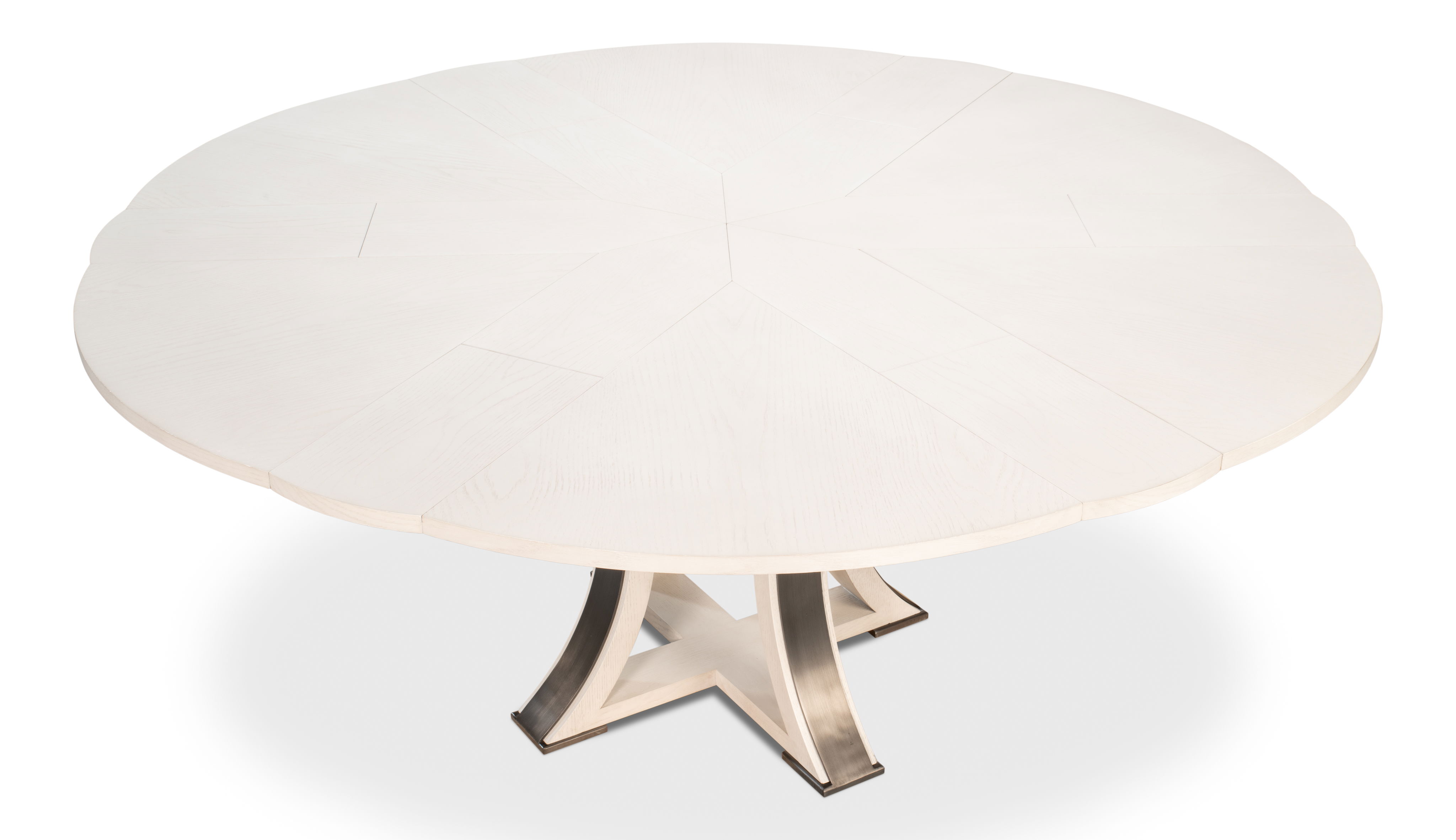 Tower Jupe Dining Table,Med,Working Wht, by Sarreid, 55" length x 55" width x 30" height View 3