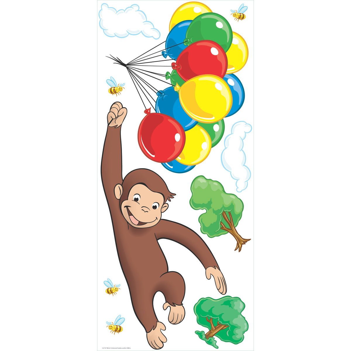 Curious George Brown Peel & Stick Wallpaper, by York Wall, 3'3.6" length x 1'6" width x 0.02" depth