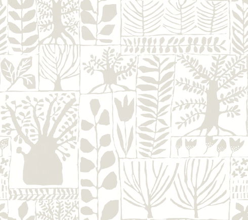 Primitive Trees White & Cream Wallpaper