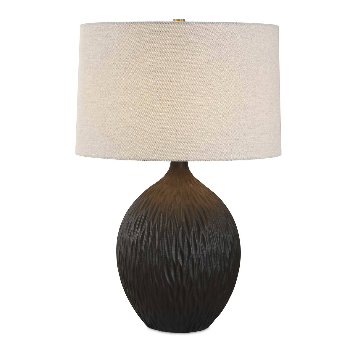 Levee Satin Black Table Lamp, by Uttermost, 18" width x 27" height x 18" depth View 1
