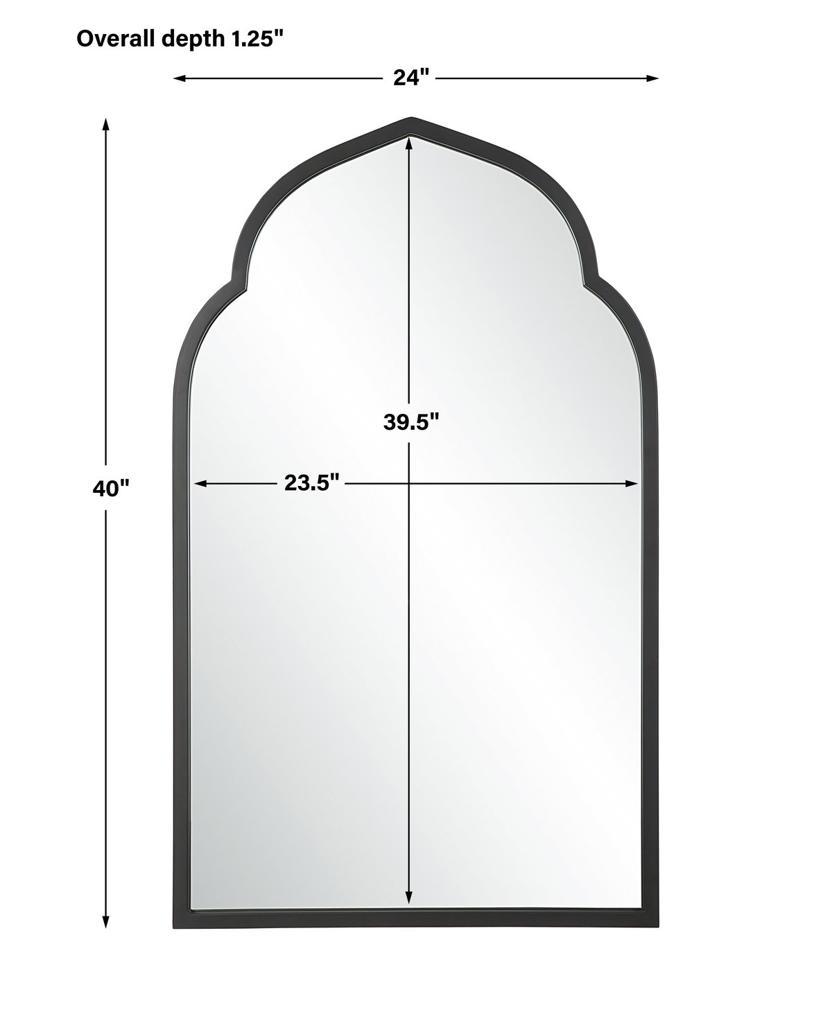 Kenitra Black Arch Mirror, by Uttermost, 24" width x 40" height x 1.25" depth View 3