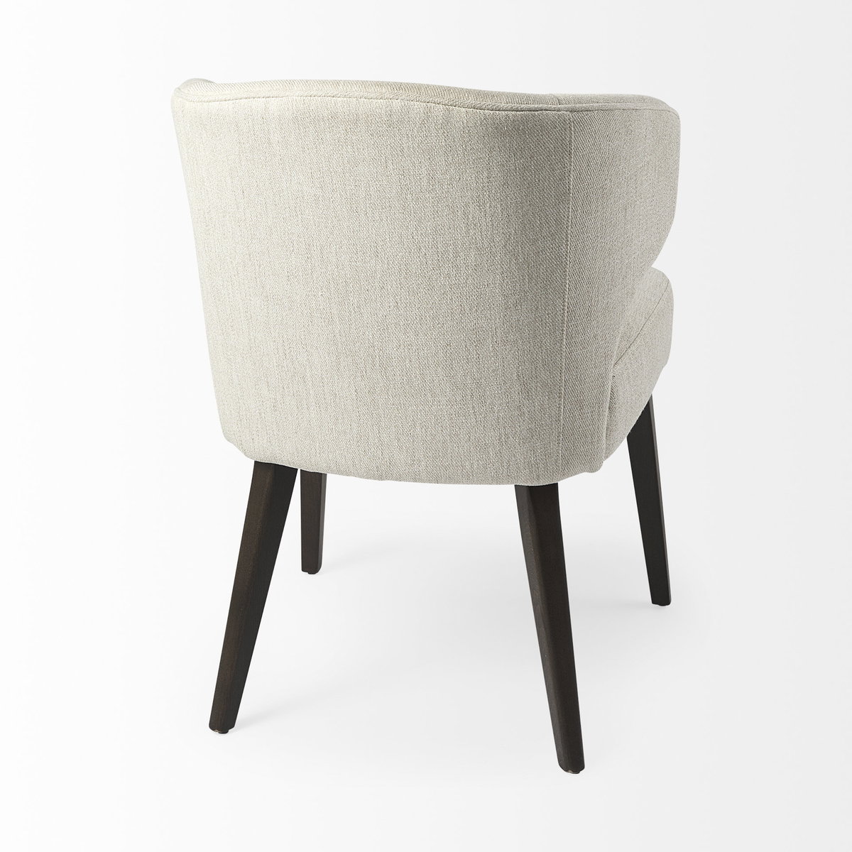 Niles Wingback Dining Side Chair | Cream Fabric with Dark Brown Wooden, Dining Chair by Mercana, 21.65" length x 25" width x 31.89" height View 10