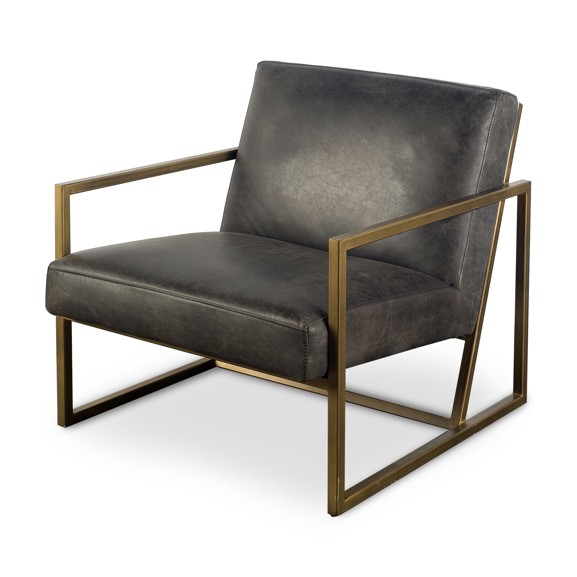 Armelle I Black Leather Seat with Gold Metal Frame Accent Chair large image 