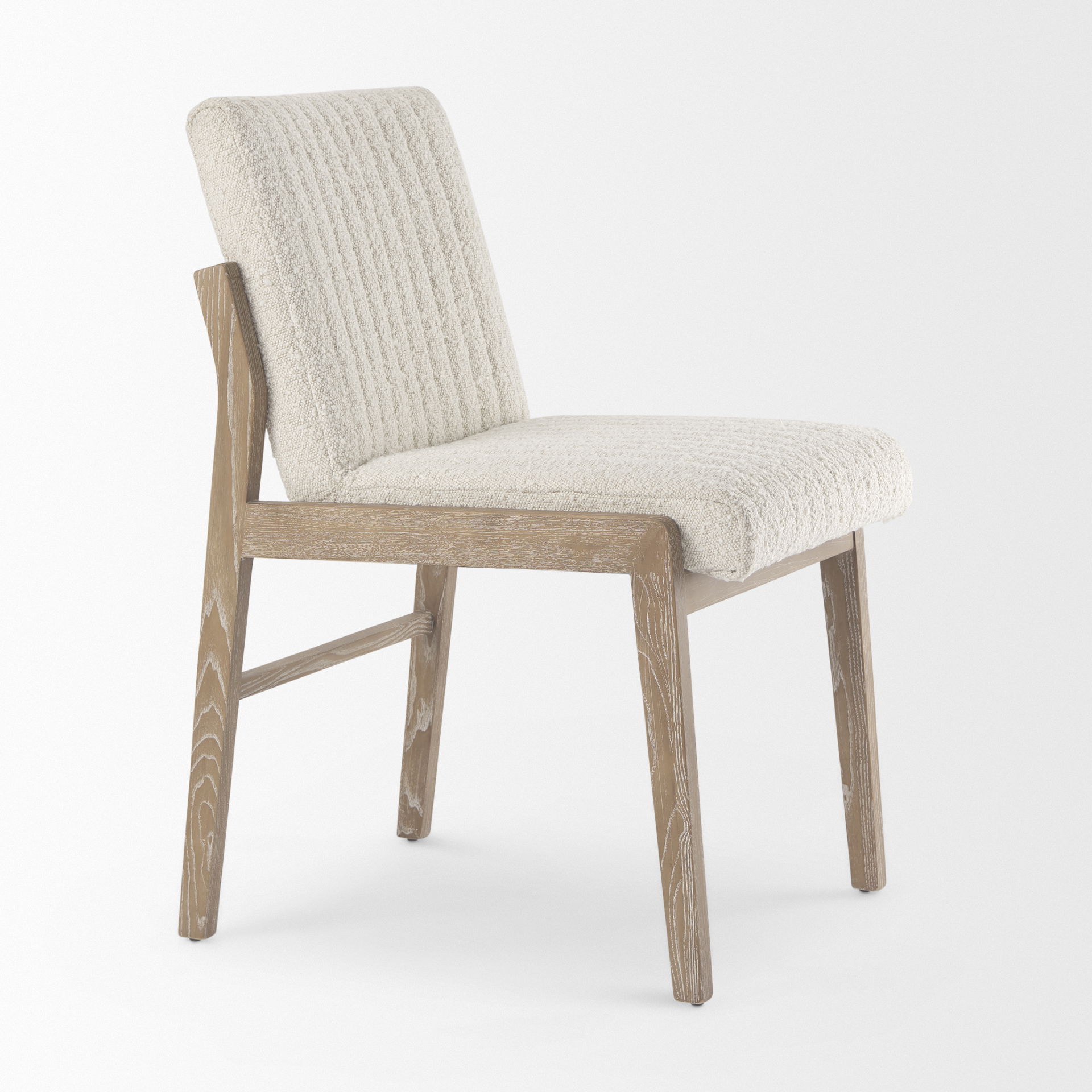Tahoe Cream Boucle Upholstered and Light Brown Wood Armless Dining Chair large image 