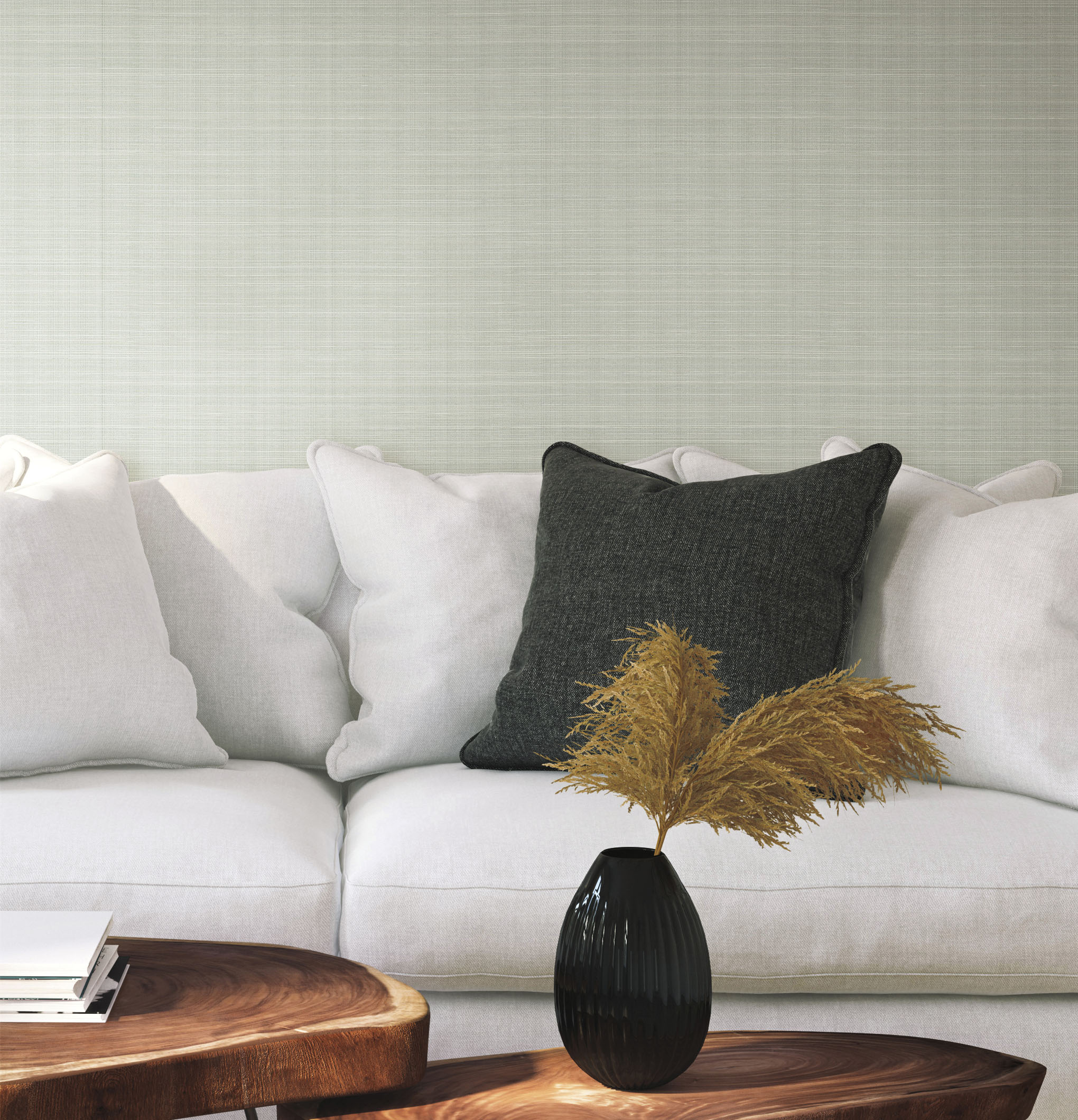 Laguna Abaca Grey Peel & Stick Wallpaper large image 