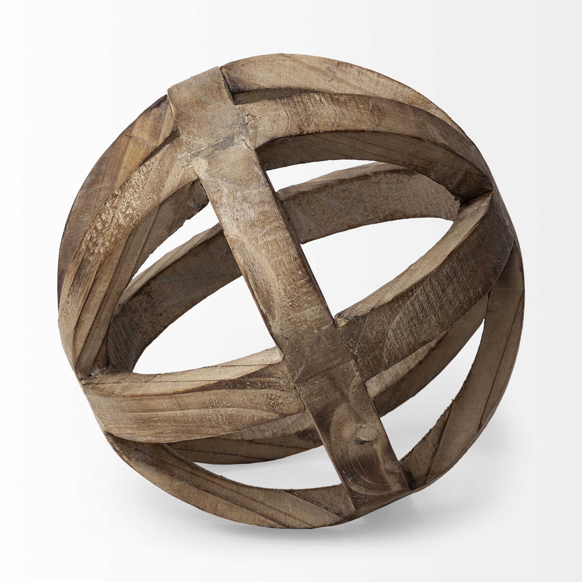 Tibik 8L x 8W Natural Wooden Orb, Decorative Object by Mercana, 8" length x 8" width x 8" height View 4