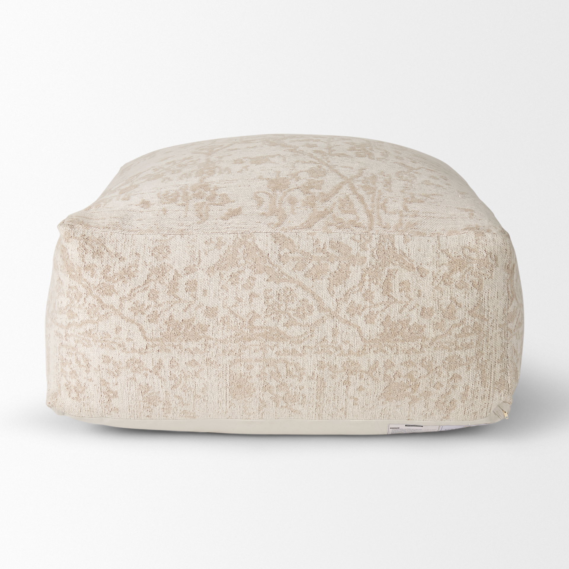 Khloe Large Cream Pouf, Ottoman by Mercana, 36" length x 36" width x 17" height View 4