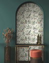 Mushroom Garden Toile Red & Green Wallpaper thumbnail 1