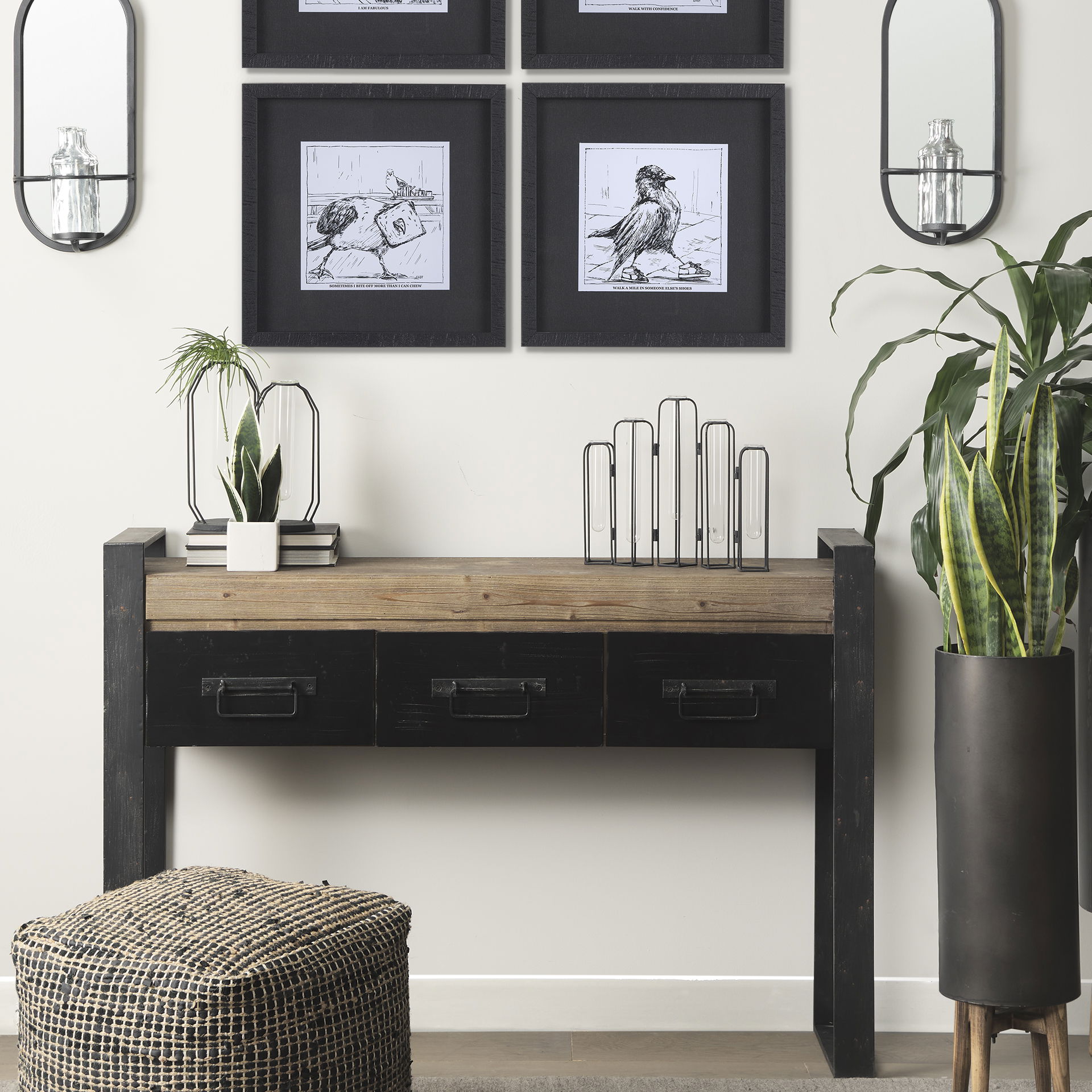 Aria 4.3L x 3.9W x 9.6H Metal and Glass Decorative Accent, Decorative Object by Mercana, 4.53" length x 3.94" width x 9.65" height View 2