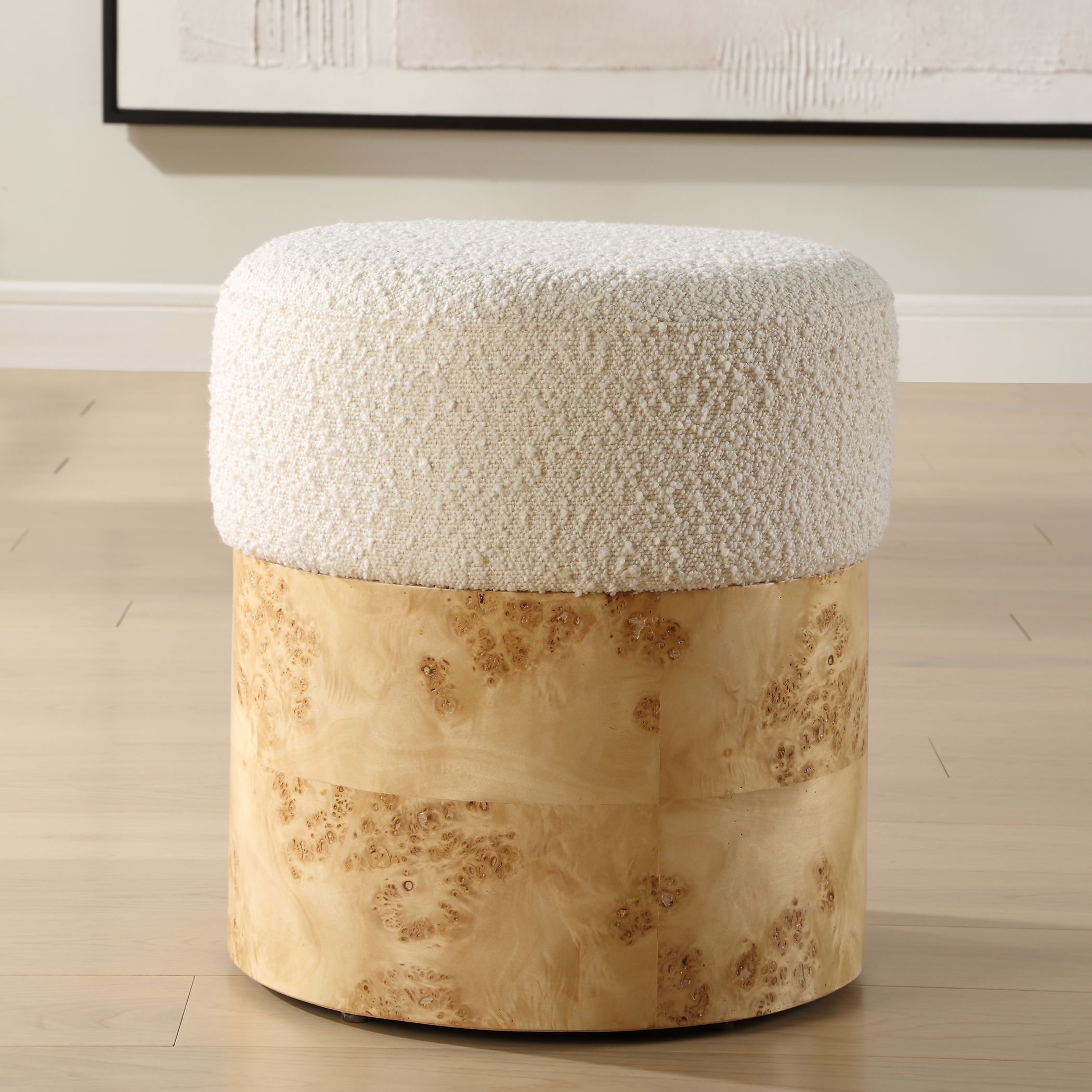 Swirls Poplar Ivory Ottoman large image 