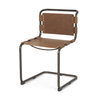Berbick Open Back Dining Side Chair | Medium Brown Leather with Iron, Dining Chair by Mercana, 20.5" length x 24" width x 33" height thumbnail 1