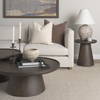 Takoda Dark Brown Wood Tapered Drum Nesting Coffee Tables, by Mercana, 36" length x 36" width x 14" height thumbnail 3