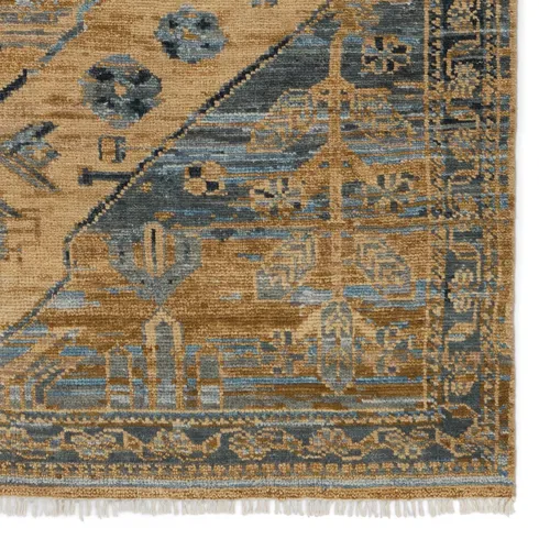 Jaipur Living Fontane JIN06 Handknotted Stripes Tan and Blue Area Rug (6