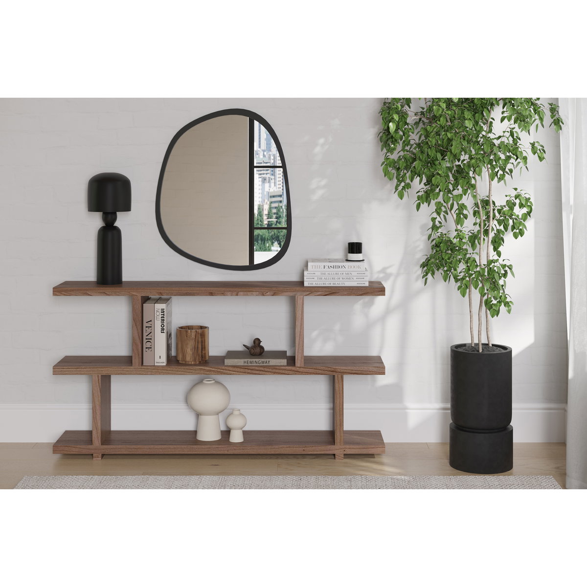 Miri Small Shelf Brown, Shelving & Bookcase by Moe's Home, 63" width x 33" height x 11" depth View 4