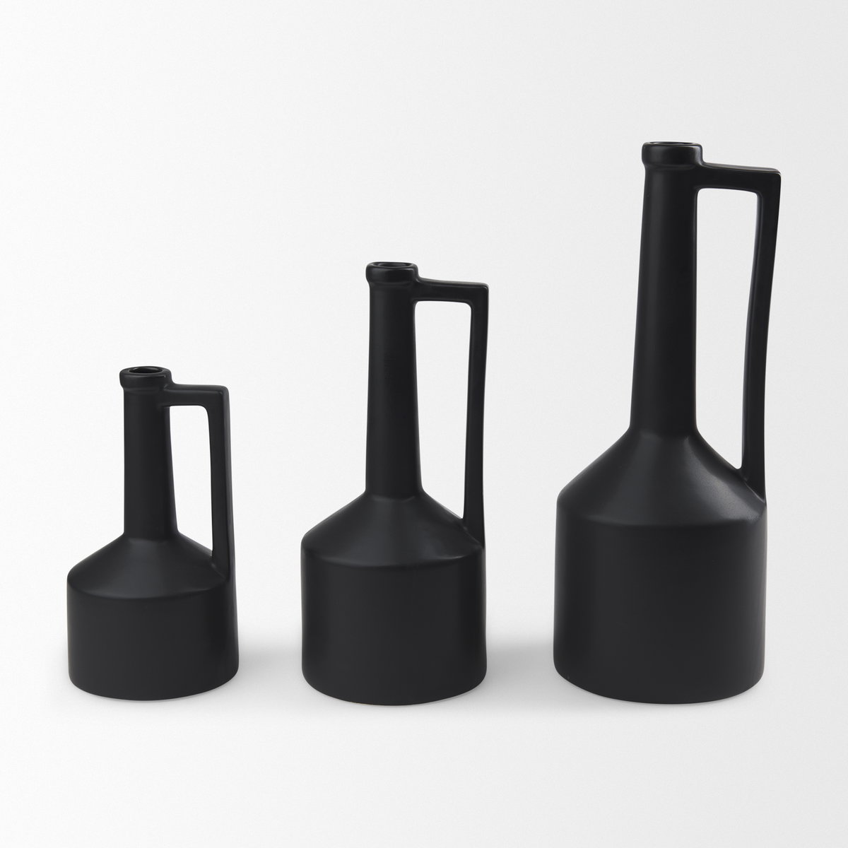 Burton 17.1H Large Matte Black Ceramic Jug Vase, Decorative Jar by Mercana, 6.1" length x 6.1" width x 15.55" height View 12