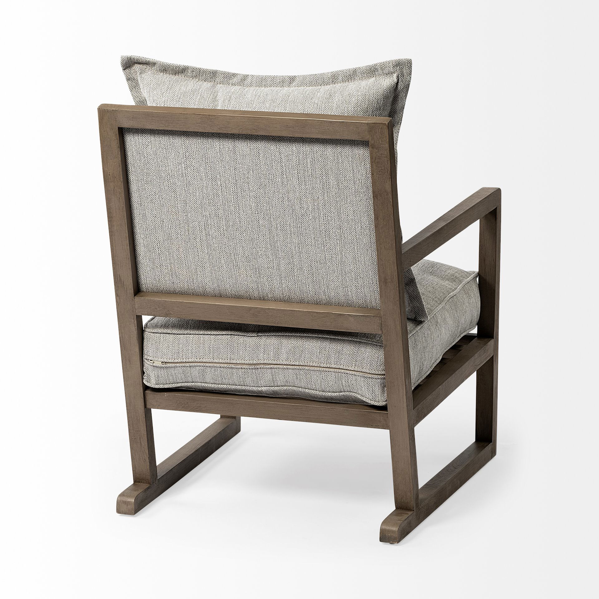 Sherlock Frost Gray Wood Frame Accent Chair, by Mercana, 25.98" length x 32.28" width x 34.25" height View 8