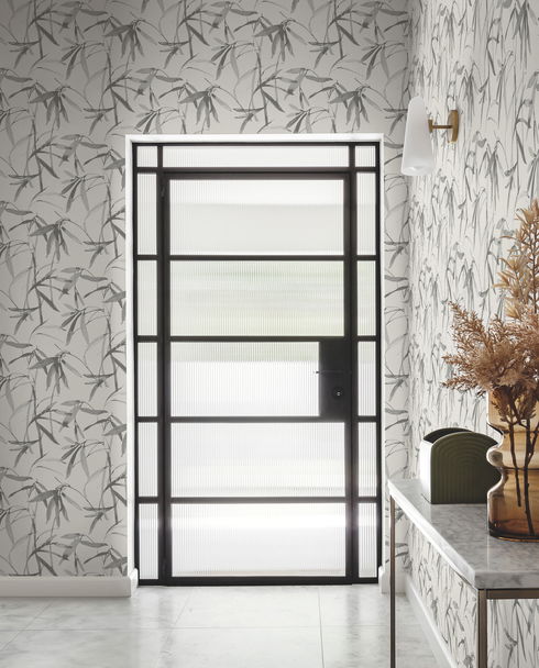 Bamboo Ink Cream & Grey Wallpaper