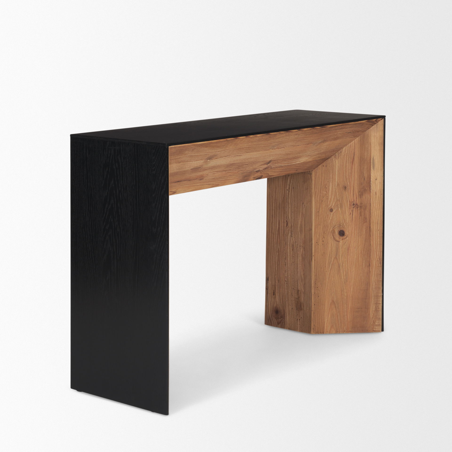 Tabor Natural Wood with Black Oak Waterfall Console Table, by Mercana, 47" length x 16" width x 31" height View 8