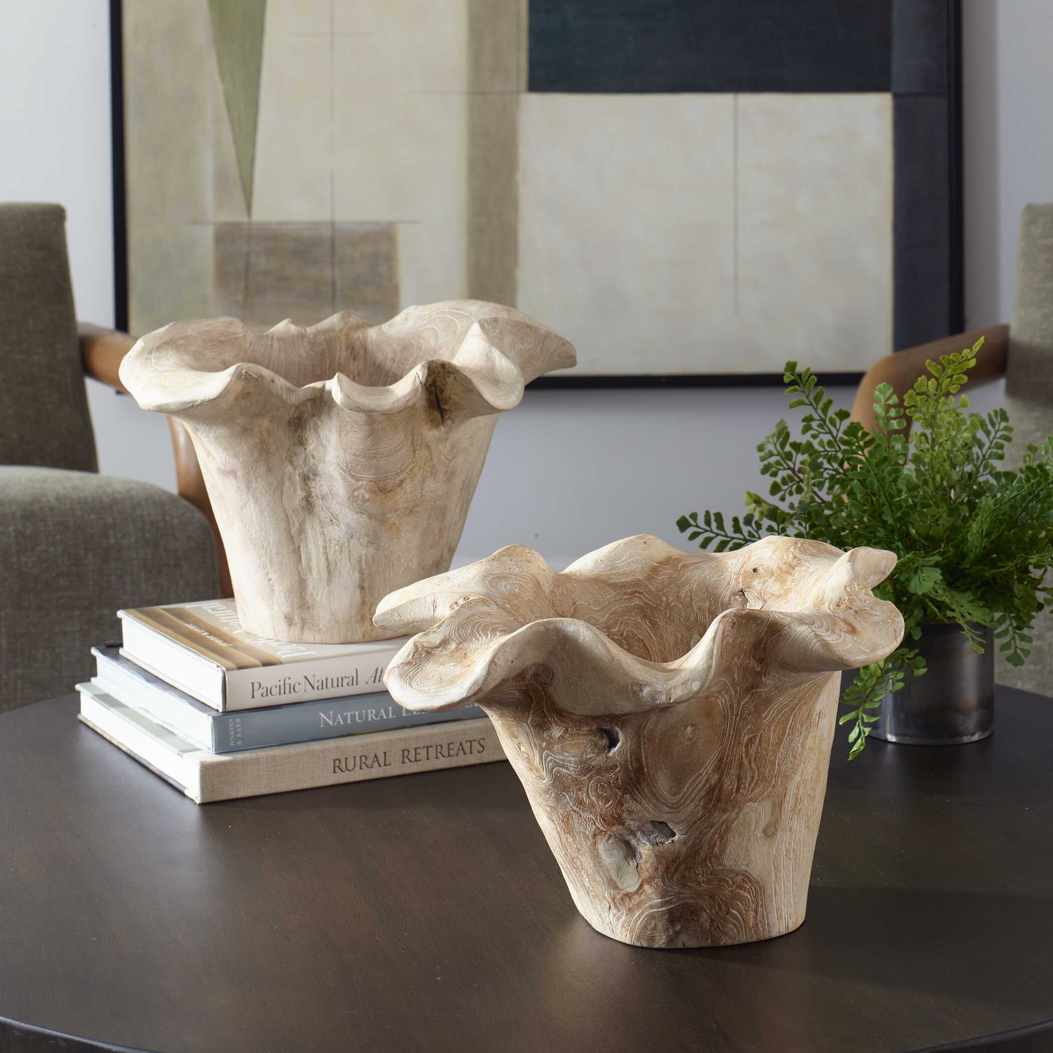 Teak Flow White Wash Outdoor Bowl large image 