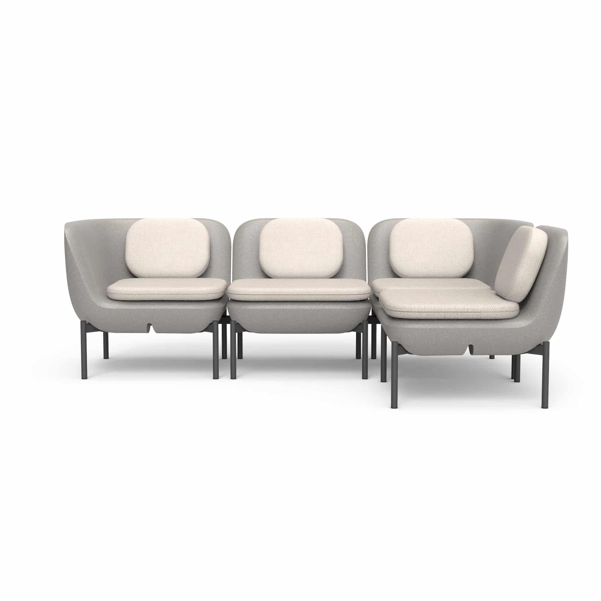 Inou Elements Modular Four-seater Sectional Sofa, Outdoor Furniture by Crescent Garden, 6'9.3" width x 2'2.4" height x 4'5.3" depth View 1