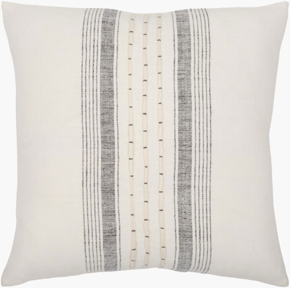 Linen Stripe Embellished Accent Pillow large image 