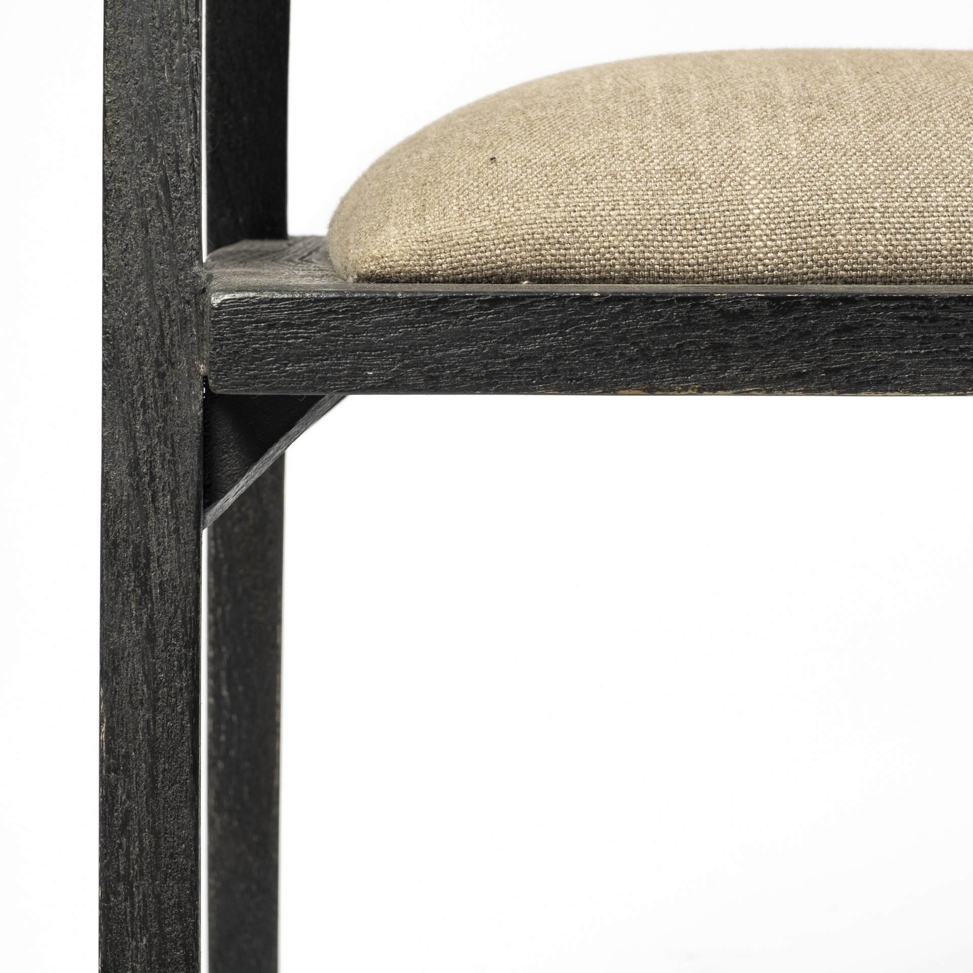 Tabitha I Black Wooden Frame Linen Wrap Seat Dining Chair, by Mercana, 23" length x 23" width x 30" height View 11