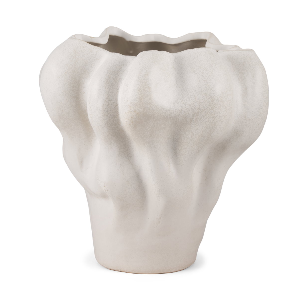 Vanna Sculptural Cream Glazed Ceramic Vase, by Mercana, 11.81" length x 11.61" width x 11.81" height View 1