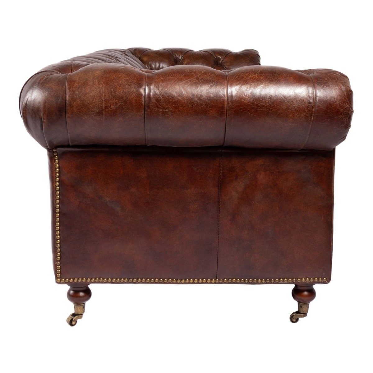 Birmingham Sofa Dark Brown Leather, Sofas & Sectional by Moe's Home, 87" width x 29" height x 36" depth View 3