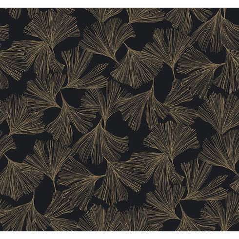 Gingko Toss Black Wallpaper