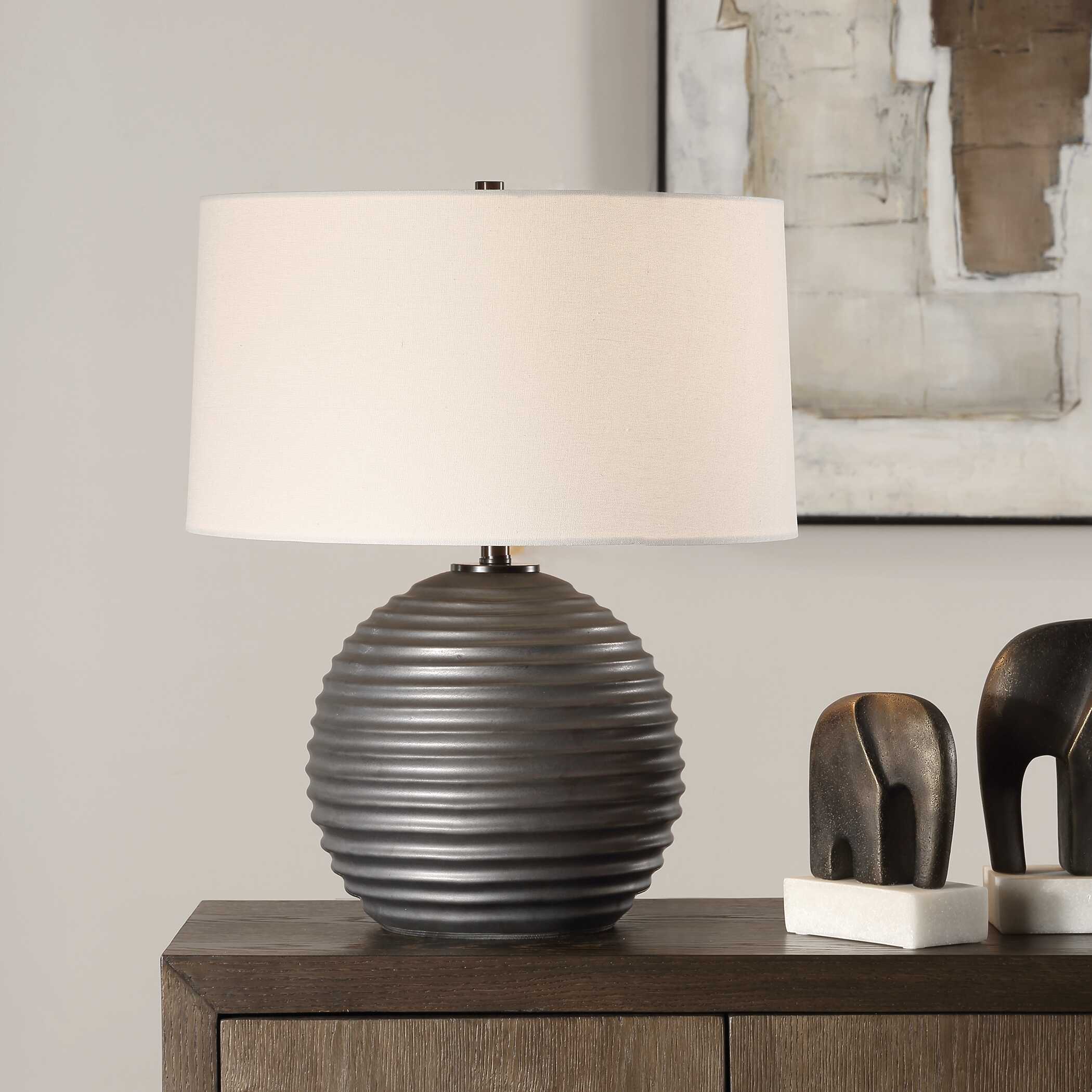 Chelsom Ribbed Table Lamp, by Uttermost, 18" width x 22" height x 18" depth View 2