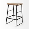 Conan Low Back 25in Seat Counter Stool | Brown Wood with Black Metal, Counter & Bar Stool by Mercana, 15" length x 15" width x 25" height thumbnail 9