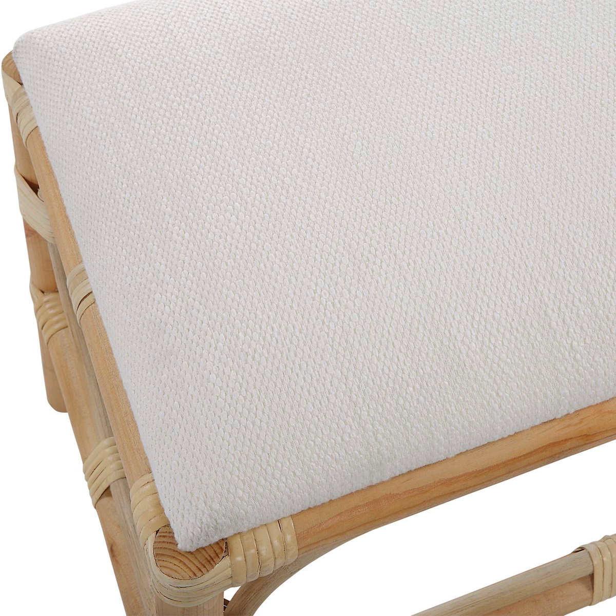 Laguna Small White Bench, Furniture by Uttermost, 24" width x 20" height x 16" depth View 7